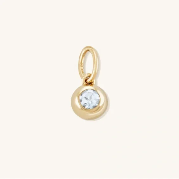 Mejuri 14k Yellow Gold/Aquamarine March Birthstone Sphere Charm - Picture 8 of 11